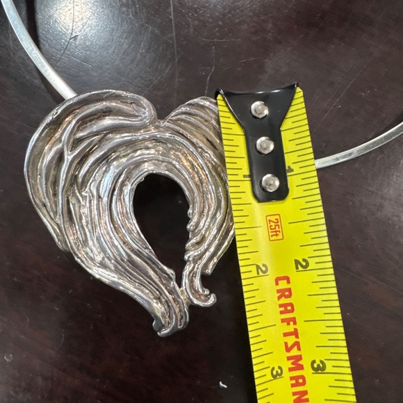 Sterling Silver Angel Wing Heart choker style Necklace - Picture 7 of 8